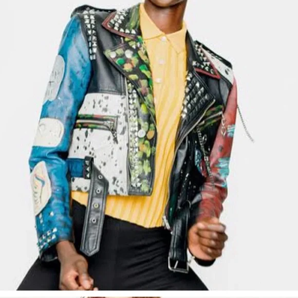 Zara studded leather jacket hotsell